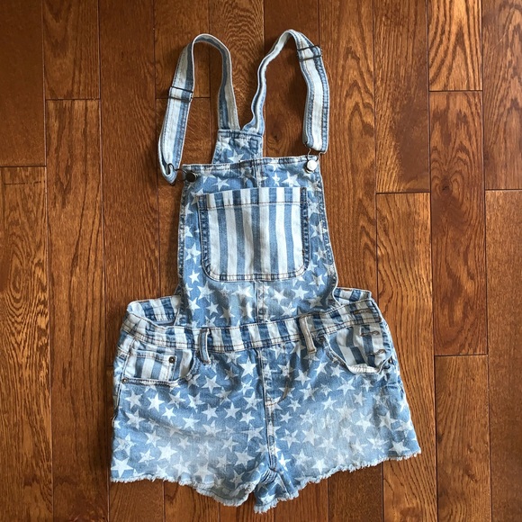 Xhilaration Pants - Patriotic American Flag Overalls